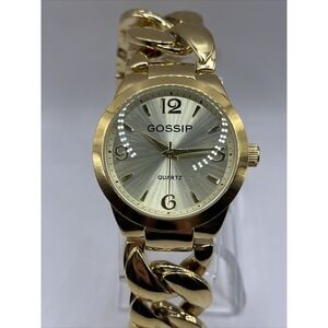 Gossip Women's Quartz Watch GSP872 Round 36 mm Gold‎ Case- New Battery